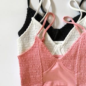 Smocked Triangle Bralette - Ivory